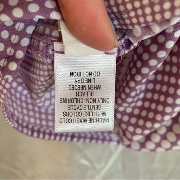 Apt. 9 Short-sleeve Button-down Stretch Lavender/ White Dots Blouse Top Medium - Picture 5 of 8